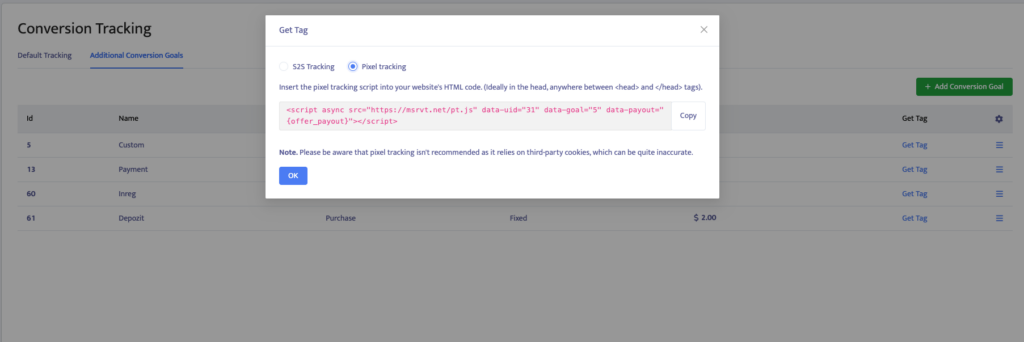 Mondiad pixel tracker