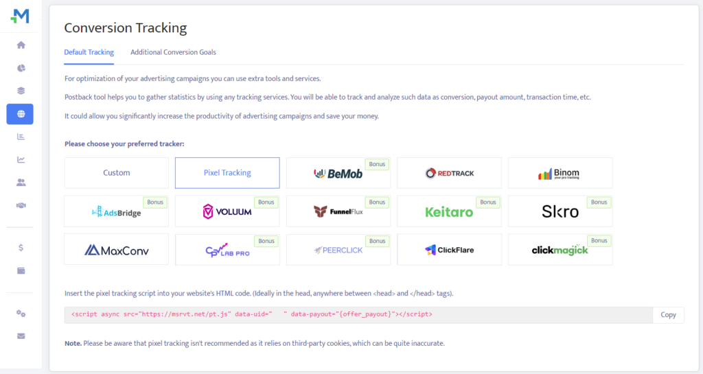 Mondiad pixel tracker