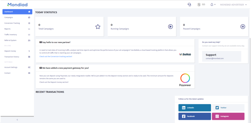 Advertisers' Dashboard - Mondiad Blog
